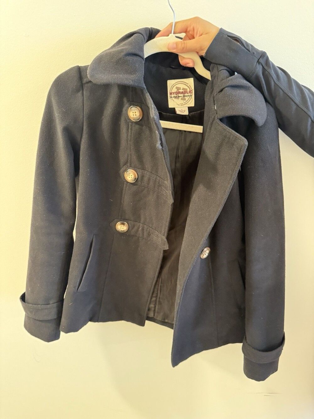 Vintage Hydraulic Black Peacoat size small